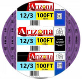 Arizona Electrical Solutions 100ft 12/3 NM-B cable with purple jacket for residential wiring