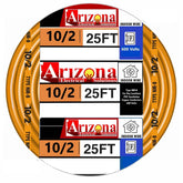 Arizona Electrical Solutions 25ft 10/2 NM-B cable with orange jacket for visibility.