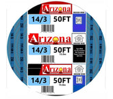 Arizona Electrical Solutions 50ft NM-B copper cable with blue jacket for easy indoor wiring.