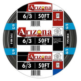 Arizona Electrical Solutions 50ft NM-B 6/3 cable with black jacket for long residential runs.