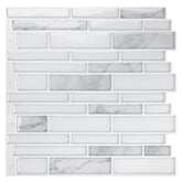 Art3d 10-sheet kitchen backsplash tile in white marble design for effortless DIY installation