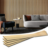 Art3d oak wood slat panel on wall enhances acoustics and style