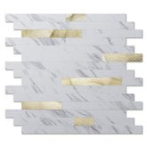 Art3d peel-and-stick backsplash in white slate with gold studs for a stylish focal wall