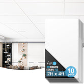 Art3d smooth drop ceiling tile 2x4 white offers a clean, modern look with water resistance.