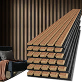 Art3d Walnut wood slat panel wall with warm texture and acoustic balance