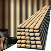 Art3d Oak wood slat panel shows an acoustic ceiling texture for warm spaces.