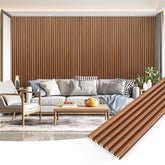 Art3dwallpanels teak slat wall panel adds warm wood texture to living room walls