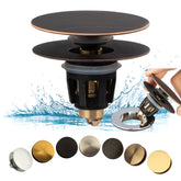 Artiwell drain stopper in oil-rubbed bronze viewed in closeup for bathroom sinks