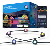 ASAHOM S107B 100ft outdoor lights creating vibrant dusk ambience for curbside decor