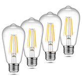 Ascher vintage LED Edison bulb in clear glass delivers warm 2700K light for cozy decor.