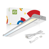ASD swiveling under-cabinet light, 24-inch front view highlighting compact design and task lighting.