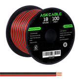 Askcable 18 AWG wire spool in red and black for clear polarity identification.