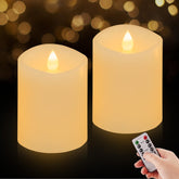ASLDOIWEH 3x4 flickering flameless candles set of 2 provide cozy ambient light for events.