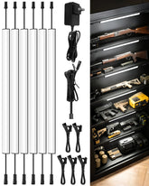 ASOKO gun safe lighting kit with six 12 inch bars illuminates deep shelves.