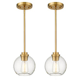 Audickic brass pendant light with globe shade provides focused kitchen island lighting.