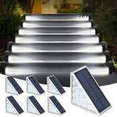 AUDLES LED solar step lights pack enhances stair safety with warm glow.