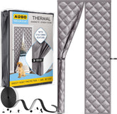 AUGO Thermal Door Curtain installed on a front door for seasonal insulation.