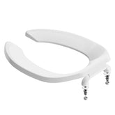 Aünsffer front opening toilet seat enhances cleaning access in busy bathrooms.