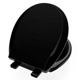Aünsffer black 16.5-inch round toilet seat front view, durable and stylish.
