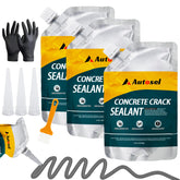 Autosel concrete crack filler 3-pack applying seal to a driveway crack for quick repair