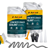 Autosel concrete crack filler applying sealant to a driveway crack