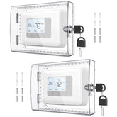 AUURIO thermostat lock box with clear cover on wall showing tamper protection and readability.