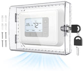 AUURIO front view of upgraded thermostat lock box shows clear protection and key access