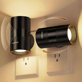 AUVON LED night light plugged in with 90° rotation for versatile hallway lighting.