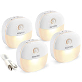 AUVON rechargeable night light mini with motion sensor emitting warm white light along a hallway