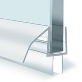 Aviora frameless shower door bottom seal with drip rail directing water back into the shower