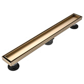 AVSIILE linear drain in brushed gold finish, 24-inch for a modern shower setup.
