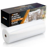 Axgatoxe 6 Mil heavy duty plastic sheeting protects floors during messy projects.