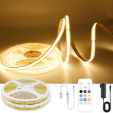 AXMOTUT COB strip light with 320 LEDs provides uniform warm white illumination for living spaces