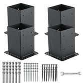 AXWHYS 4x4 post base in solid steel for durable outdoor framing.