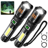 AYL Rechargeable Flashlights front view, compact two-pack for home emergencies.