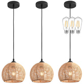 AyshwillDec 3-pack wicker pendant light for dining rooms, soft ambient glow.