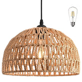 AyshwillDec hemp rope woven pendant light over dining area provides warm ambient mood.