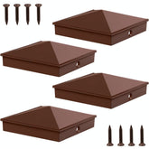 Azdele 4x4 brown pyramid post cap front view showing weatherproof finish