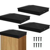 Azdele 4x6 pyramid post cap in matte black for wooden posts, durable weather protection.
