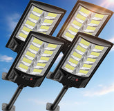 Azeivk Solar Lights Outdoor 4-pack bright LEDs illuminate your yard after dark.