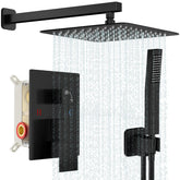 Baetuy black shower system front view with durable all-metal construction.