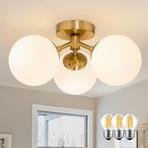 Bagood 3-light mid-century gold globe chandelier showcases a bold sputnik silhouette for modern spaces.