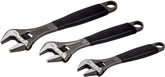 Bahco 3-piece alloy steel adjustable wrench set shown for reliable metric adjustments
