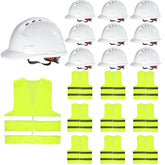 Bailiyake 12-pcs hard hats with 4-point suspension for dependable head protection on worksites.