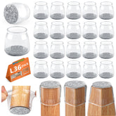 BAIPOK 36-piece transparent silicone chair leg protectors with felt for hardwood floors