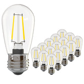 Banord S14 LED bulbs in a 15-pack provide dimmable lighting for outdoor strings