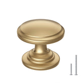 Banqin round champagne bronze knob with wide base for a stable cabinet fit.