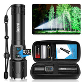 Banral rechargeable tactical flashlight beam range up to 1500 meters for outdoor visibility