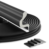 Bantie kerf weather strip on door frame reduces drafts and improves insulation.