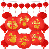 Baquler large round red lanterns for doorways and walls, vibrant Tet decor